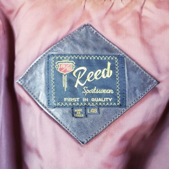 Vintage 90s y2k Reed Brown Leather Bomber Jacket Aviator Flyboy Men's Size Large - Picture 13 of 13